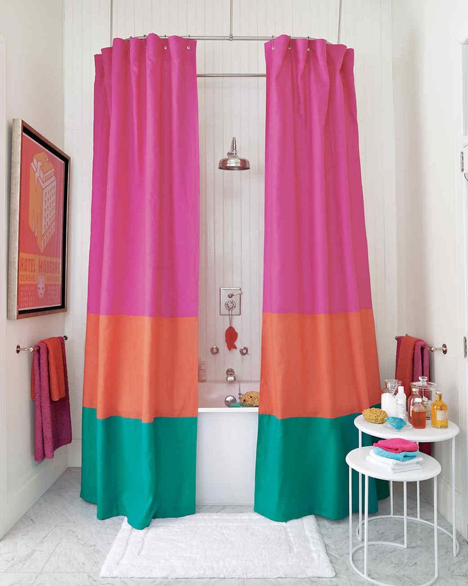 6 ý tưởng tự tay thiết kế rèm nhà tắm đáng để học tập - Ảnh 1.