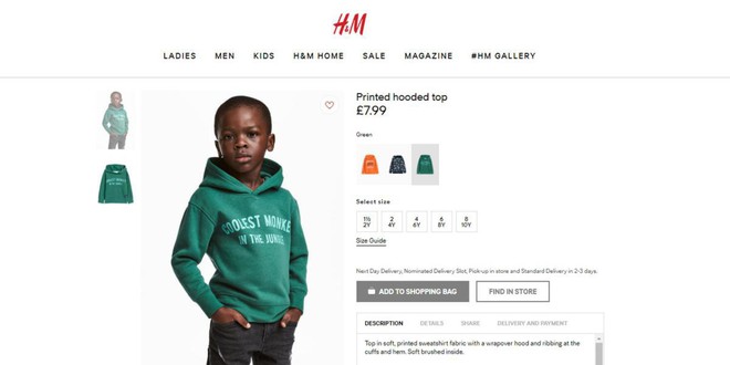H&M bị chỉ trích vì để mẫu nhí da màu mặc áo in slogan: chú khỉ ngầu nhất rừng xanh - Ảnh 1.