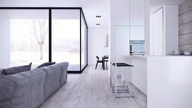 Thiết kế nội thất màu trắng và xám trong phong cách tối giản hiện đại - Ảnh 3.