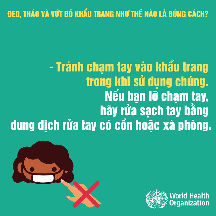 Mùa dịch Covid-19 cần đeo, tháo và vứt bỏ khẩu trang như thế nào? Hãy ghi nhớ khuyến cáo của WHO để làm đúng! - Ảnh 4.