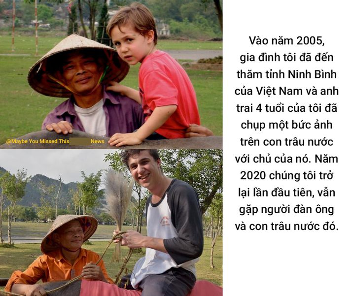 Bức ảnh cậu bé ngoại quốc tìm về người đàn ông chăn châu ở Ninh Bình sau 15 năm từng gặp mặt khiến dân mạng bồi hồi: Thời gian vô tình quá, ai rồi cũng già đi và lớn lên  - Ảnh 1.