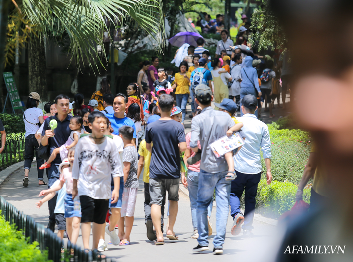 Hàng nghìn người đổ về công viên Thủ Lệ đưa con em đi vui chơi trước ngày Quốc tế Thiếu nhi 1/6 bất chấp thời tiết nắng nóng - Ảnh 1.