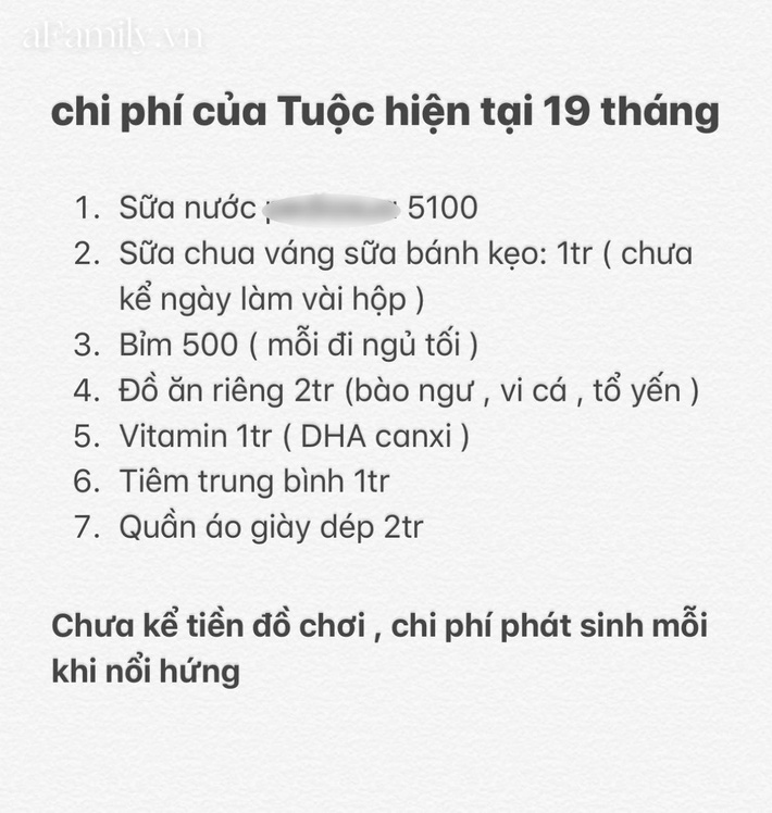 Mẹ bỉm sữa 25 tuổi gây choáng với bảng chi phí nuôi con hết gần 13 triệu/tháng, riêng tiền ăn cũng ngang cả một gia đình - Ảnh 1.