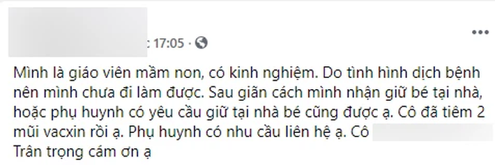 Con vẫn chưa trở lại trường, nhiều phụ huynh TP.HCM cuống cuồng tìm người trông, giáo viên mầm non cũng tích cực tìm việc - Ảnh 5.