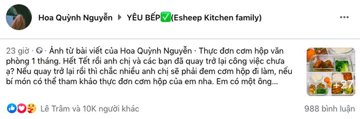 Vợ đảm khoe thực đơn cơm trưa nấu cho chồng gây bão cộng đồng mạng chưa đầy 24h đã 10k like - Ảnh 1.