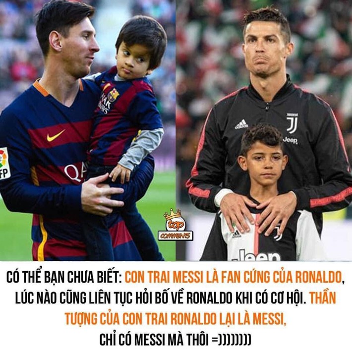 Con trai Messi là fan cứng của Ronaldo, còn con trai Ronaldo lại thần tượng Messi: Bố nhà người ta bao giờ cũng 