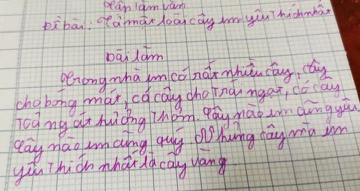 Học sinh tiểu học làm bài văn tả cái cây, dân tình đọc xong cười lăn lộn: Chết thật, cây này thì ai chẳng mê - Ảnh 1.