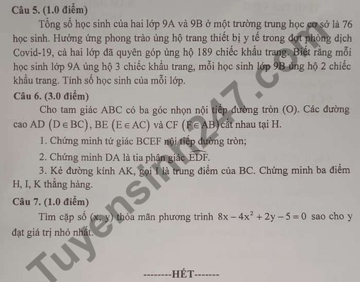 Đề thi và đáp án môn Toán vào lớp 10 của một số tỉnh thành năm học 2021 - 2022 - Ảnh 8.