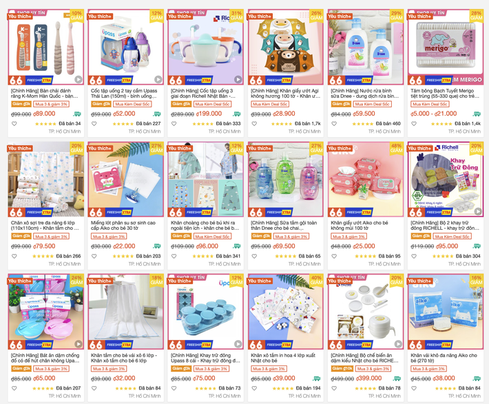 4 shop mẹ bé trên Shopee đang sale 