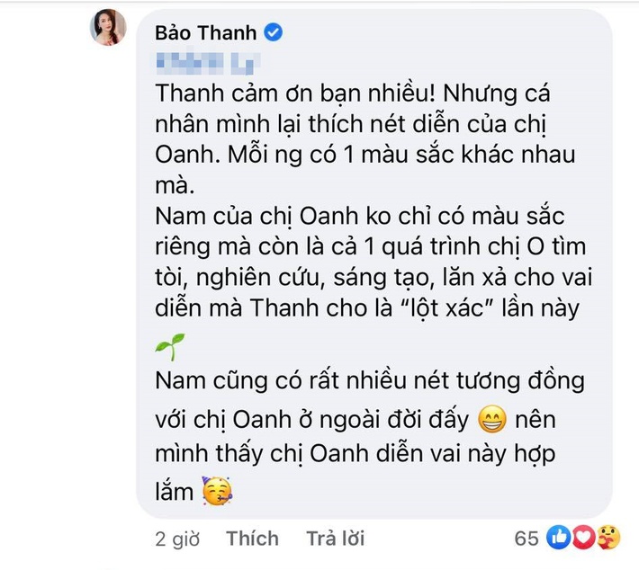 Hương vị tình thân: Được nhận xét đóng vai Nam hợp hơn Phương Oanh, Bảo Thanh nói gì? - Ảnh 3.