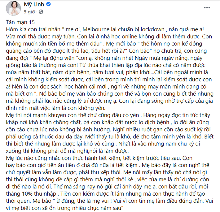 Diva Mỹ Linh tâm sự về cậu con trai đang du học ngành Y, dân tình đồng loạt vào khen đẹp trai - Ảnh 1.