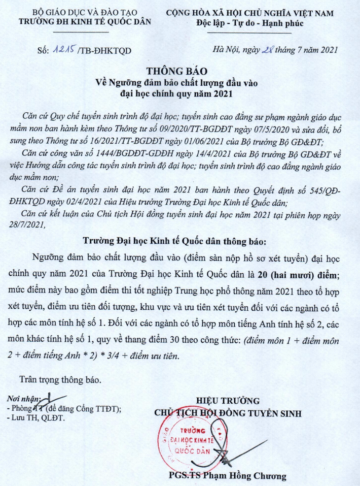 8 trường công bố điểm sàn xét tuyển đại học năm 2021: Nhiều trường top ở Hà Nội 