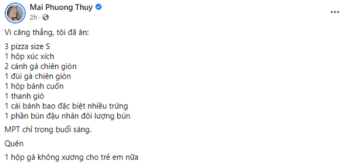 Mai Phương Thúy quả thực có tâm hồn ăn uống bậc nhất Vbiz: Một buổi sáng “chén hết 7749 món ăn” - Ảnh 2.