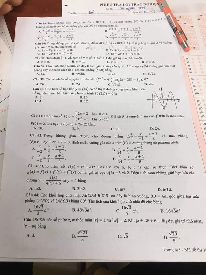 Xôn xao thông tin 1 thí sinh chụp ảnh, tuồn bài thi Toán ra ngoài, người thân đăng lên mạng nhờ giải giúp ngay trong giờ thi - Ảnh 2.