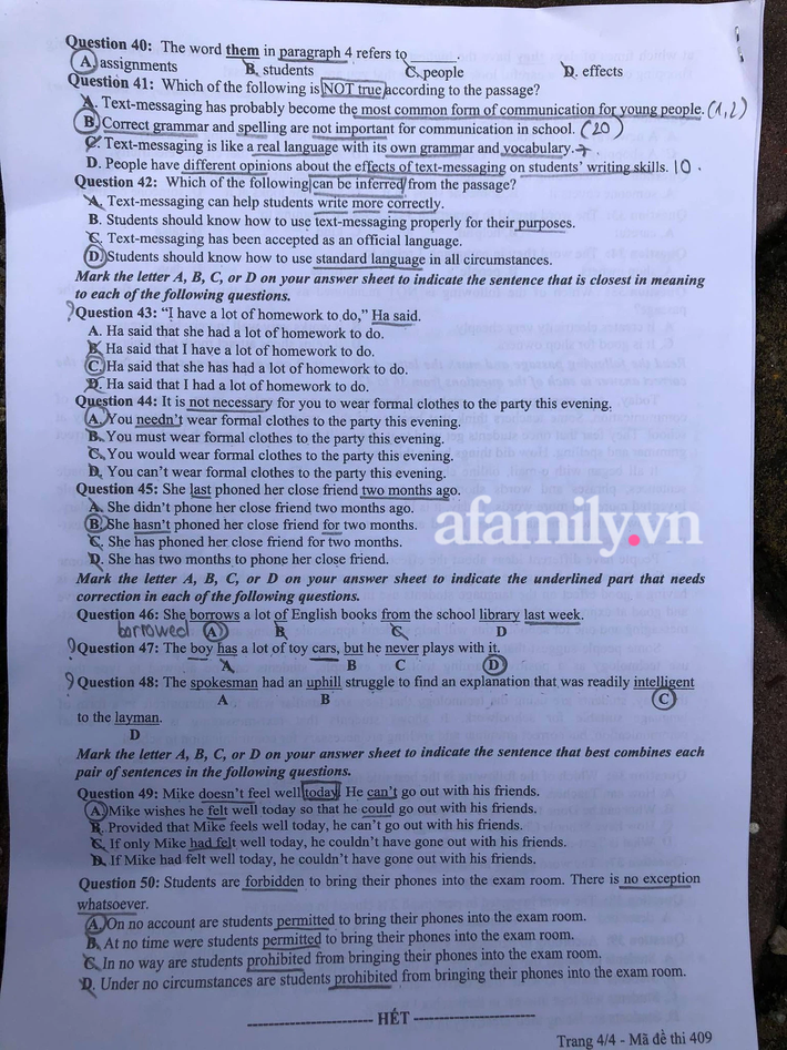 Đề thi và đáp án môn Tiếng Anh tốt nghiệp THPT Quốc gia 2021 - Ảnh 4.