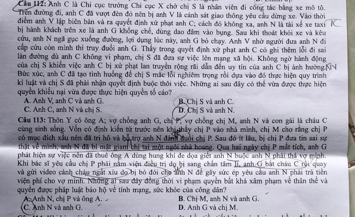 Đề THPT môn Giáo dục công dân bị chỉ trích 