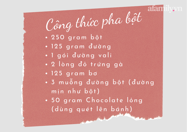 Các mẹ có thể thử công thức này nha. Nếu muốn làm bánh cacao hay trà xanh thì chỉ cần thêm 10g bột đó là được nha.