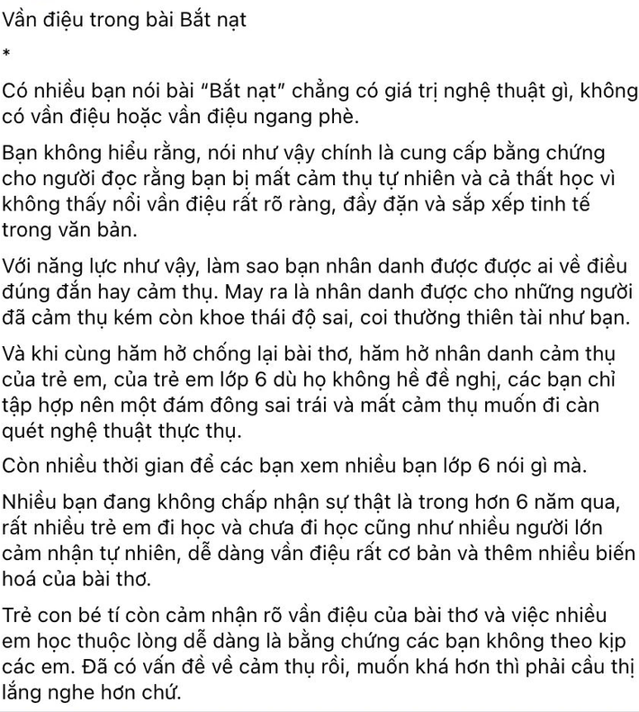 Bài thơ trong SGK lớp 6 gây tranh cãi, tác giả lên tiếng: Nếu chứng minh đây là bài thơ dở nhất, các bạn xứng đáng được trao giải Nobel Văn học - Ảnh 3.