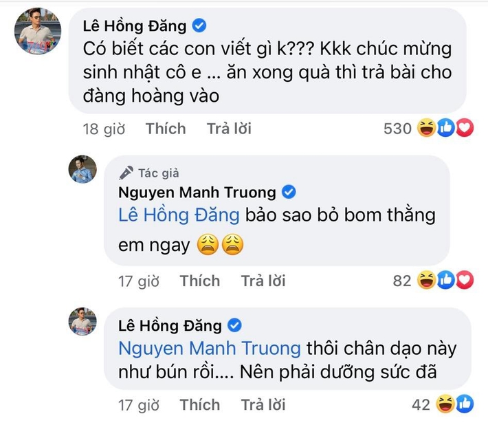 Sinh nhật Mạnh Trường, Hồng Đăng - Hồng Diễm chúc mừng cực 