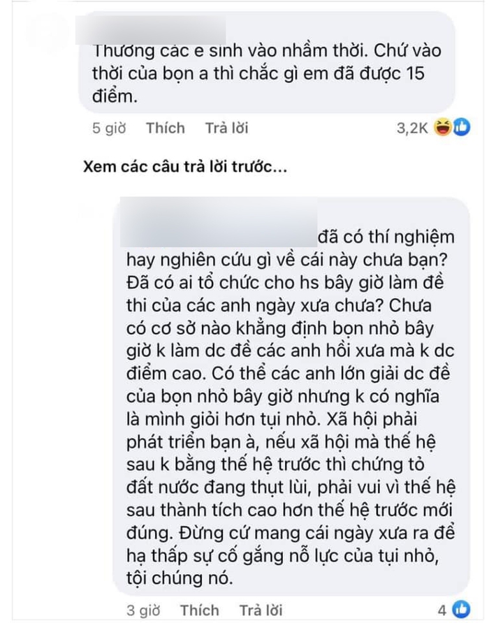 Vào thả nhẹ một bình luận an ủi các em 2k3 thi trượt nhưng câu tiếp theo của 