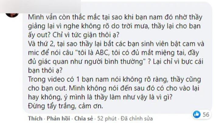 Vụ thầy giáo có phản ứng gây sốc khi sinh viên xin giảng lại bài: Video dài hơn 1 tiếng, đã cố tình cắt ghép gây hiểu lầm? - Ảnh 3.