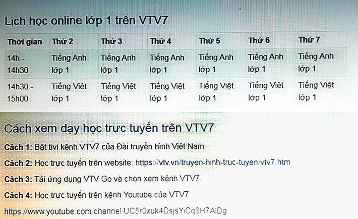 Nhiều tỉnh thành tổ chức dạy học qua truyền hình cho học sinh lớp 1, 2, lịch học cụ thể như sau - Ảnh 2.