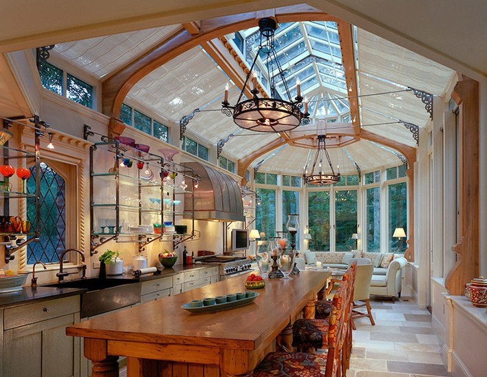 Vẻ đẹp khiến chẳng thể rời mắt của những phòng bếp với thiết kế trần cao gấp đôi - Ảnh 12.