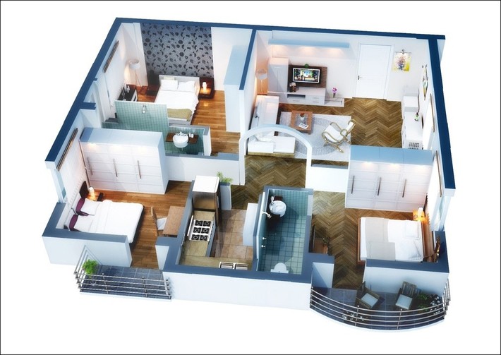 8 thiết kế căn hộ 3 phòng ngủ cực thông minh để đáp ứng nhu cầu sinh hoạt của gia đình nhiều thế hệ - Ảnh 3.