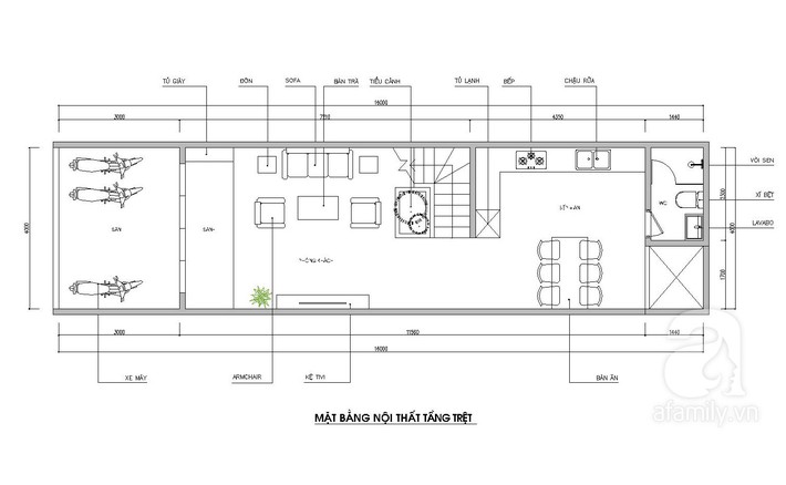 Tư vấn thiết kế nhà ống 64m² để đảm bảo 2 công năng vừa ở vừa cho thuê rất hợp lí - Ảnh 1.