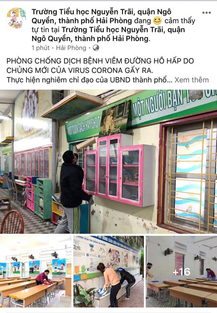 Giáo viên các trường có học sinh nghỉ học đang chung tay tổng vệ sinh, khử trùng trường lớp để phòng chống dịch bệnh  - Ảnh 3.