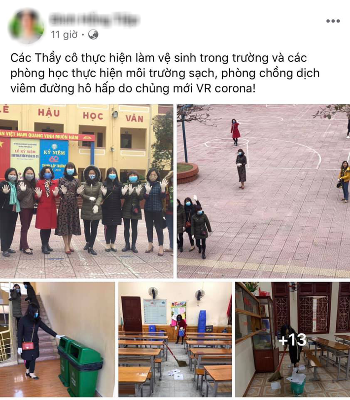 Giáo viên các trường có học sinh nghỉ học đang chung tay tổng vệ sinh, khử trùng trường lớp để phòng chống dịch bệnh  - Ảnh 4.