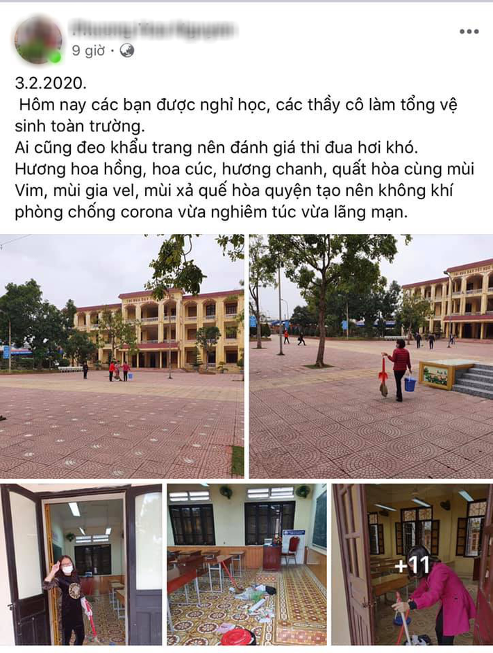 Giáo viên các trường có học sinh nghỉ học đang chung tay tổng vệ sinh, khử trùng trường lớp để phòng chống dịch bệnh  - Ảnh 7.