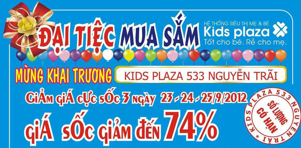 Kết quả: Khai trương Kids Plaza, giảm giá tới 74%