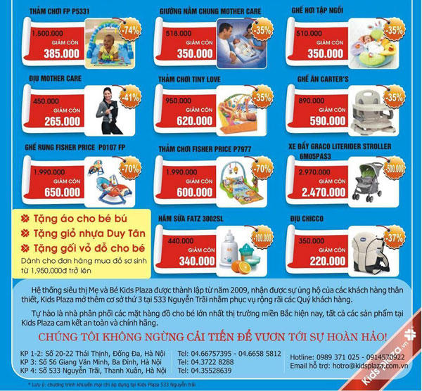 Kết quả: Khai trương Kids Plaza, giảm giá tới 74%