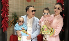 Nhà Phương Oanh “lên đồ” rực rỡ mùng 1 Tết, 2 chiếc áo dài thiết kế riêng cho Jimmy - Jenny gây tò mò