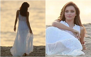Miranda Kerr xinh như thiên thần trong hậu trường buổi quay phim