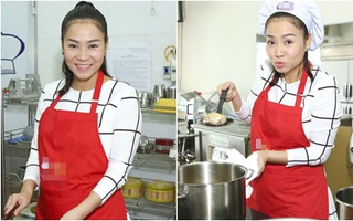 Thu Minh "trốn" chồng con đi học nấu ăn