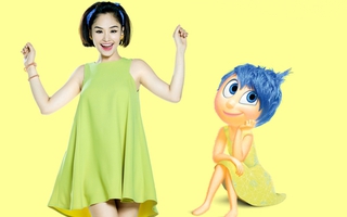 Miu Lê nhí nhảnh y hệt nàng Joy của "Inside Out"