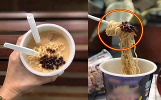 Mì tôm vị trân châu đường đen khiến các tín đồ đam mê trà sữa "bấn loạn": Tưởng tượng thôi cũng cảm thấy kinh rồi! 
