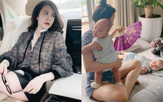 "Đầu bù tóc rối" chăm con nhỏ ngồi hồi tưởng về quá khứ sang chảnh, bà xã Thành Trung khiến hội bỉm sữa đồng cảm sâu sắc