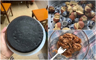Những pha thất bại cay đắng của hội chị em khi ở nhà nấu ăn mùa dịch: Bánh bông lan "Bao Công" làm bằng nồi cơm điện, "chè sữa" trân châu nát bét