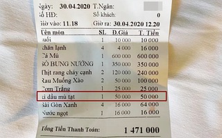 Ăn trưa tại nhà hàng hải sản ở Đà Nẵng, khách giật mình nhìn hóa đơn gần triệu rưỡi bị tính phí 50 nghìn tiền xì dầu, mù tạt khiến nhiều người tranh cãi
