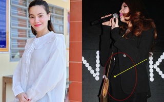 Style bầu bí của Hà Hồ: Lần 1 năng diện đồ bó, lần 2 chỉ chuộng đồ rộng, riêng chiêu dùng phụ kiện che bụng là không thay đổi