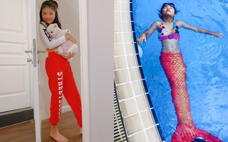 Tiểu thư nhà Trương Ngọc Ánh gây chú ý vì sở hữu đôi chân dài miên man, từ lúc bé xíu đã bơi đẹp như nàng tiên cá