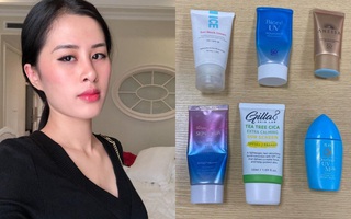 Cô nàng khoe gia tài kem chống nắng, câu chốt cuối cùng chính là tips giúp các chị em không bị lên mụn khi dùng