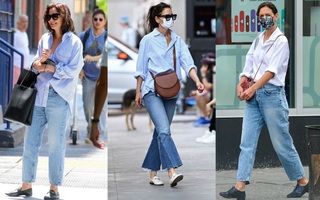 Katie Holmes đúng là "nghiện" quần jeans, cô có loạt cách mix chuẩn sành điệu cho nàng 30+