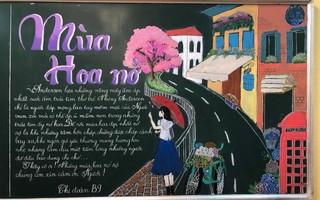 Những 'siêu phẩm' báo tường 20/11 thực hiện trên bảng đen khiến ai nấy trầm trồ