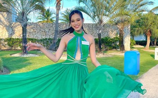 Mặc váy cổ yếm xẻ vòng 1 quyến rũ, Đỗ Thị Hà tự tin tại phần thi tài năng ở Miss World