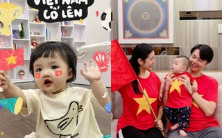 Sao Việt nô nức cổ vũ đội tuyển Việt Nam: Nhà ai cũng khoe cờ đỏ sao vàng rực rỡ, con gái Đông Nhi cực phấn khích