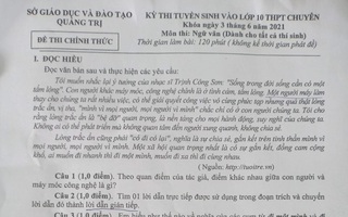 Giữa tâm bão 14 tỷ tiền từ thiện của Hoài Linh, một tỉnh vùng "rốn lũ" ra đề Văn thi lớp 10 về "vấn đề từ thiện"